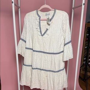 Tommy Bahama White Tunic with Blue Trim